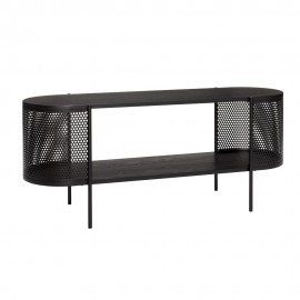 hubsch meuble de rangement ouvert design original metal perfore bois noir