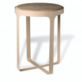 pols potten stoner table basse ronde bout de canape marbre beige metal