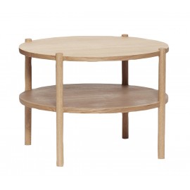 hubsch table basse ronde bois naturel style scandinave 2 plateaux