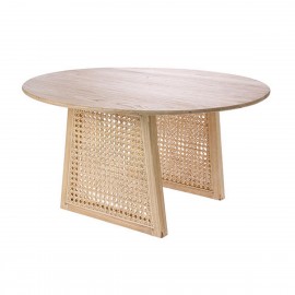 Table basse ronde cannage rotin HK Living Webbing