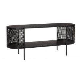 hubsch meuble rangement ouvert buffet design metal perfore bois noir