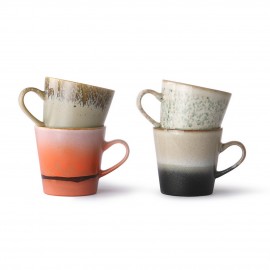 hk living set de 4 tasses mug style vintage 70 s multicolores