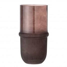 bloomingville vase droit verre brun strie style chic belise