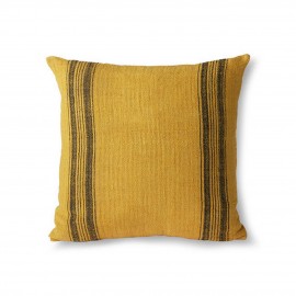 hk living coussin carre lin jaune moutarde rayures 45 x 45