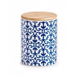 boite alimentaire ceramique motif bleu style azulejos portugais