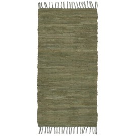 ib laursen petit tapis chambre coton vert olive uni franges