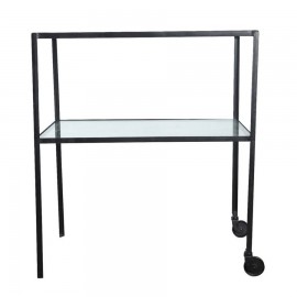 Vintage minimalistischer Serviertisch aus Glas und Metall von House Doctor Trolley