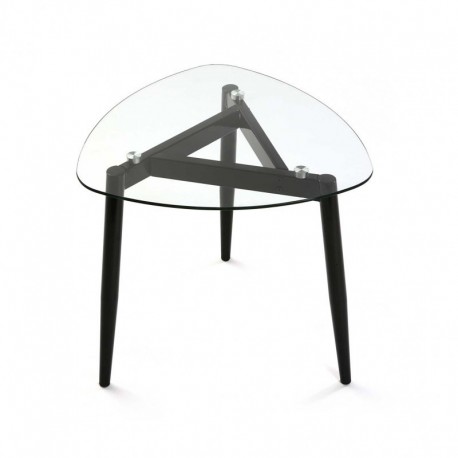 Table basse verre 3 pieds métal noir Versa Cristal
