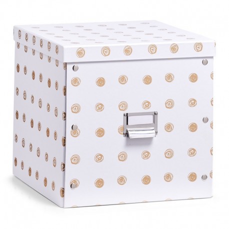 boite rangement carton cubique decorative blanche doree zeller 17554 -  Kdesign