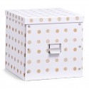 Boîte rangement carton cubique décorative blanche dorée Zeller