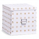 boite rangement carton cubique decorative blanche doree zeller 17554