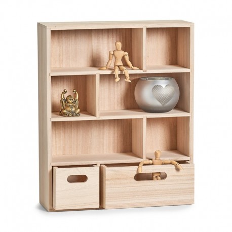 etagere vitrine murale bois naturel zeller 15145 