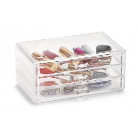 Boîte rangement maquillage 3 mini tiroirs acrylique transparent Zeller