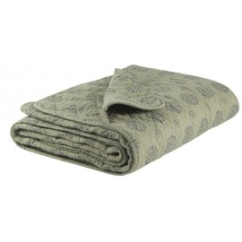 Couverture plaid coton matelassé vert olive motif gris IB Laursen 130 x 180 cm