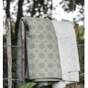 couverture plaid coton matelasse vert olive motif gris ib laursen 0760-29