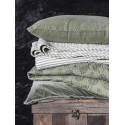 Couverture plaid coton matelassé vert olive motif gris IB Laursen