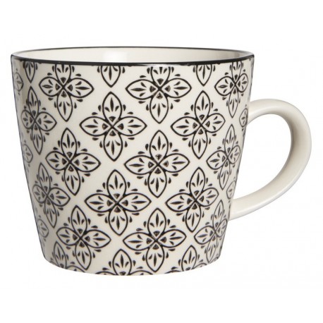 Tasse à café grès motif floral noir et blanc Casablanca IB Laursen