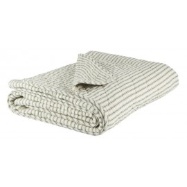 plaid coton matelasse blanc rayures vert olive ib laursen 0768-29