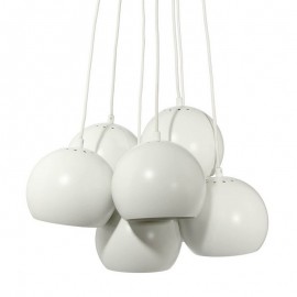 Suspension multiple 7 abat-jours boules blanches métal mat Frandsen Multi Ball