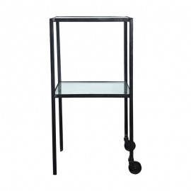 house doctor trolley table d appoint metal style retro industriel verre Br0154