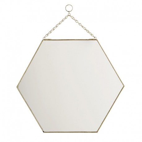 Miroir hexagonal doré laiton à suspendre Madam Stoltz