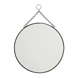 miroir rond vintage a suspendre metal noir madam stoltz IB-980030-30BL