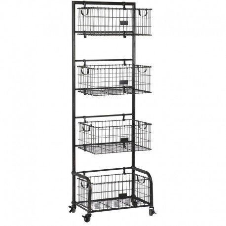 etagere rangement 4 paniers a roulettes metal industriel ib laursen 8203-25