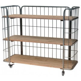 etagere rangement sur roulettes industrielle bois metal 3 niveaux ib laursen 8273-25