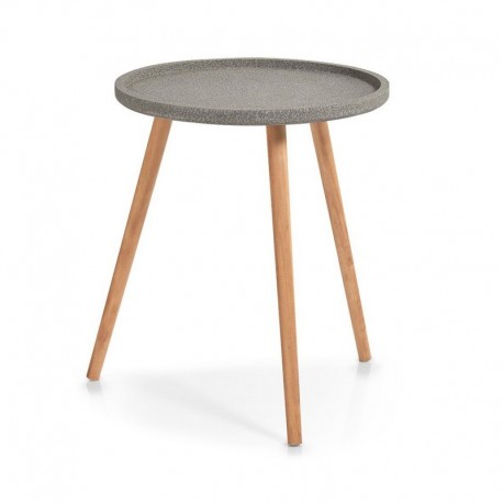 Guéridon table basse trois pieds bois plateau gris Zeller