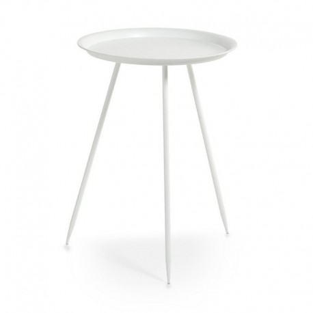 Guéridon table basse trois pieds métal blanc Zeller