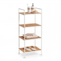 Etagère colonne salle de bains métal blanc bois bambou Zeller