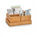 set de boites organiseur rangement salle de bains bois bambou zeller 25387