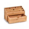 organiseur rangement cosmetiques avec tiroir bois bambou zeller 25386