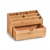 organiseur rangement cosmetiques avec tiroir bois bambou zeller 25386