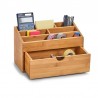 organiseur rangement cosmetiques avec tiroir bois bambou zeller 25386
