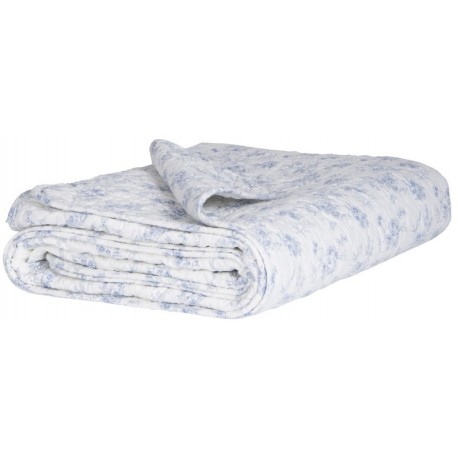 plaid coton matelasse blanc petites fleurs bleus clairs ib laursen 0744-00