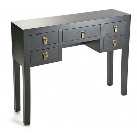 table console style japonais noire 5 tiroirs versa