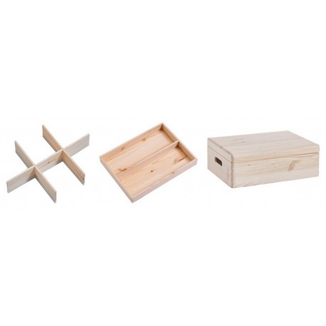 boite de rangement en bois compartimentee avec couvercle zeller 13326