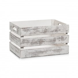 Caisse de rangement vintage bois blanc Zeller 35 x 25 x 20 cm