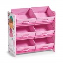 meuble etagere de rangement jouets bois rose zeller girly 13494