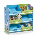 etagere enfant rangement jouets 6 casiers bleu vert zeller 13499