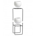 etagere porte plantes design metal noir 2 pots en ceramique umbra 1008047-748