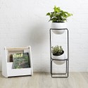 etagere porte plantes design metal noir 2 pots en ceramique umbra 1008047-748