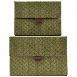 Set de 2 boîtes de rangement décoratives House Doctor Fan vert