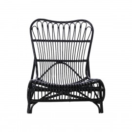 House Doctor Colone Rattan-Loungesessel mit niedrigem Sitz, schwarz