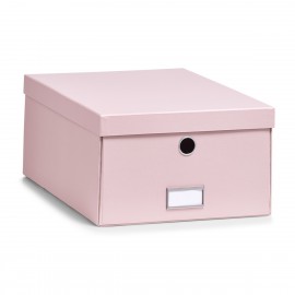 Boîte de rangement en carton rose pastel Zeller