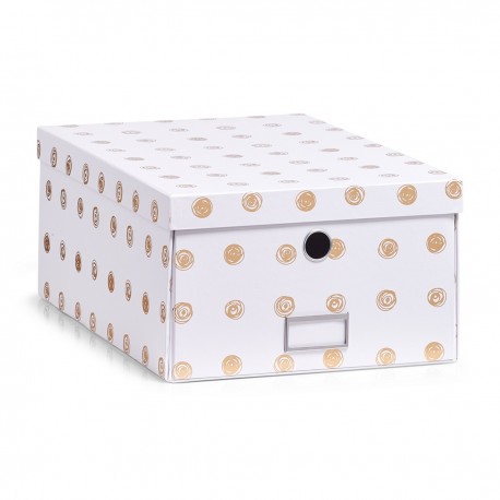boite rangement carton cubique decorative blanche doree zeller 17554