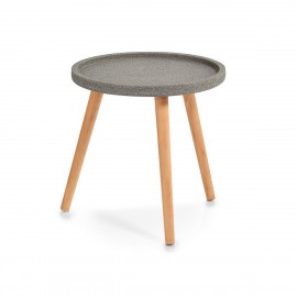 Table basse ronde bois de pin Zeller Concrete D 40 cm