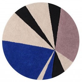 Tapis rond bleu design coton Lorena Canals Geometric