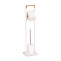 Porte papier wc et porte brosse wc métal blanc bambou Zeller